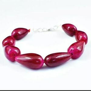 Pear Shape 275.00 Cts Earth Mined 7 Inches Enhanced Ruby Beads Bracelet